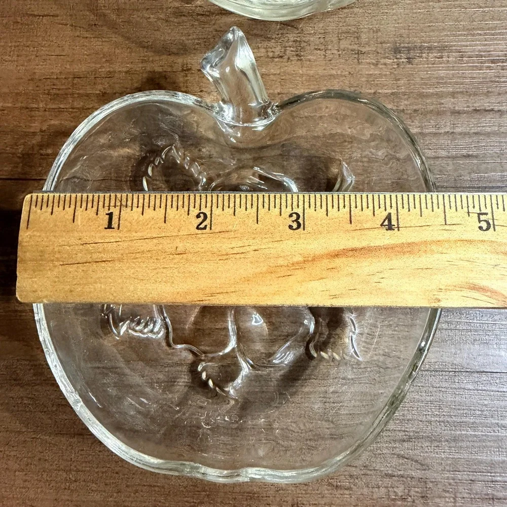 5 VTG Hazel Atlas Apple Blossom Berry Bowls Clear Glass Apple Dessert Bowls